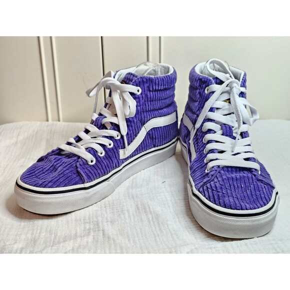 Vans limited edition old skool sk8 hi corduroy Purple wm 8 men 6 EUC skate shoes - Picture 2 of 10